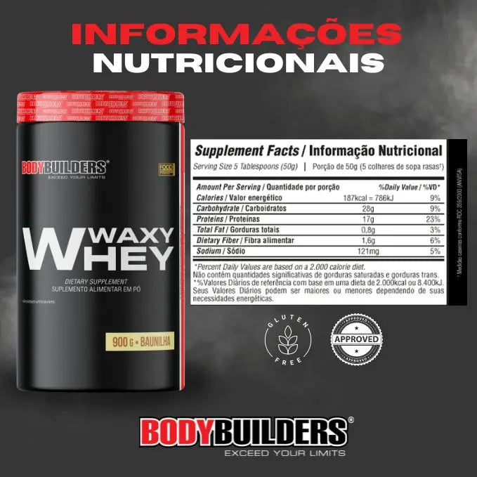 Kit 2x Whey Protein Waxy Whey 900g + 2x Power Creatine 100G + BCAA 4.5 100G + Cocktail Shaker-Bodybuilder