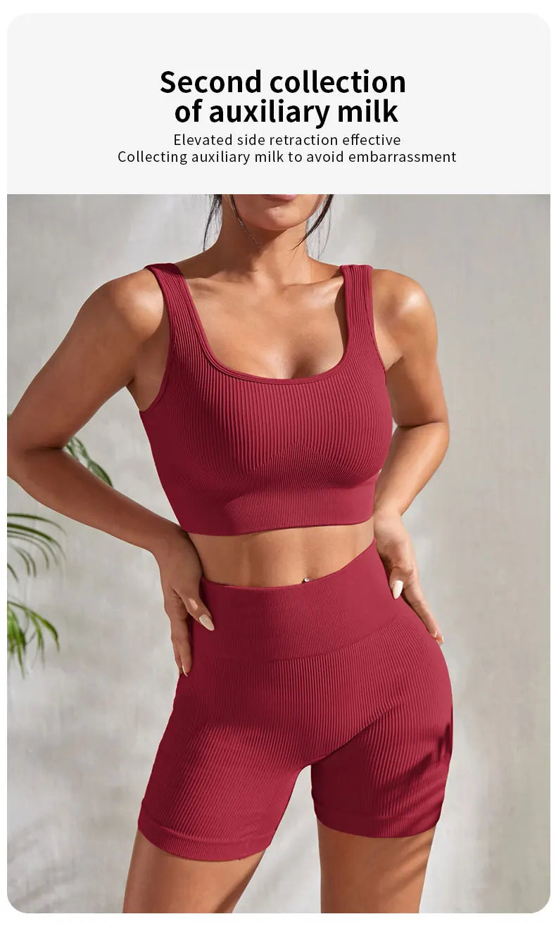 Conjunto de roupa fitness feminina sem costura