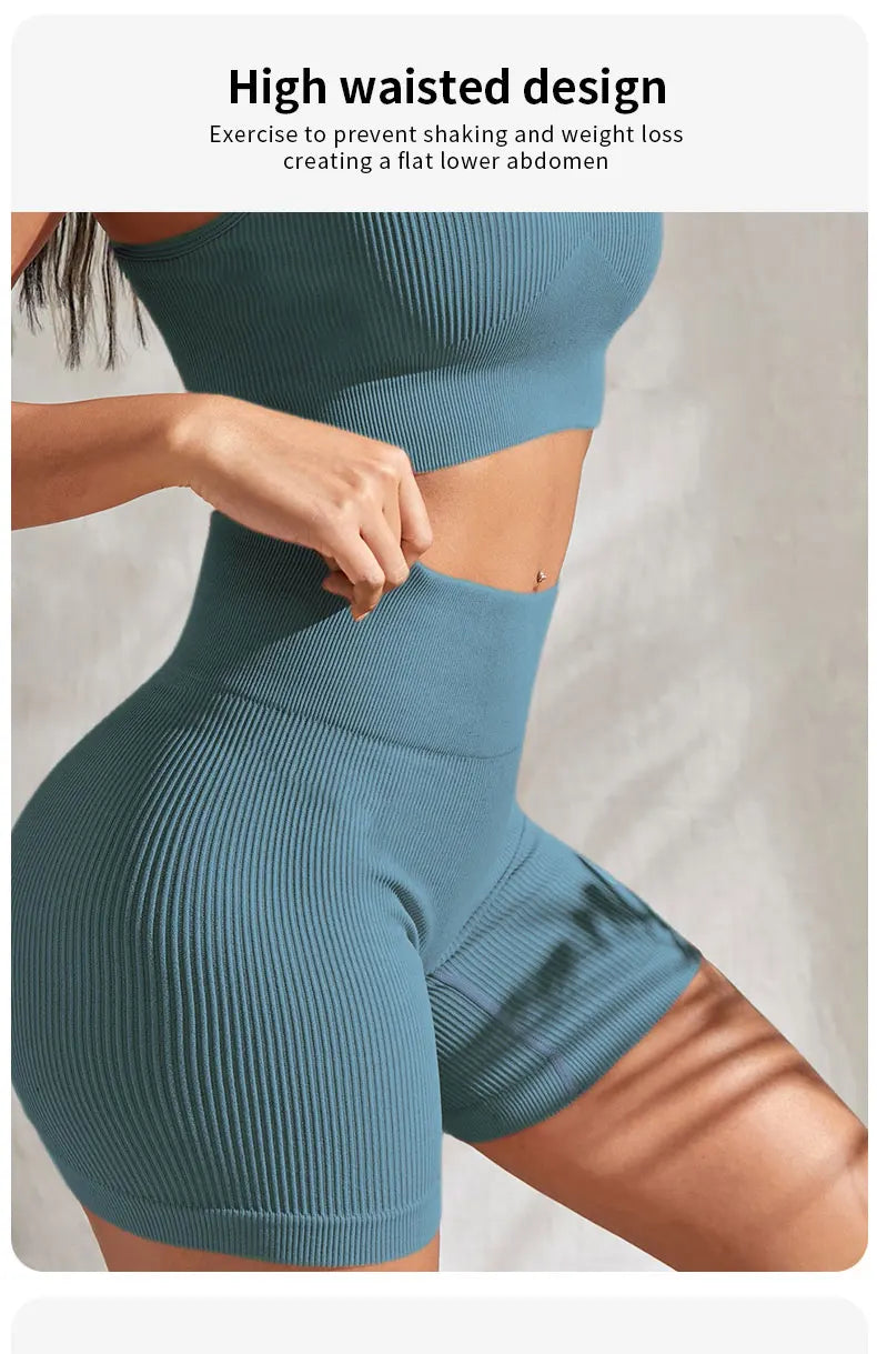 Conjunto de roupa fitness feminina sem costura