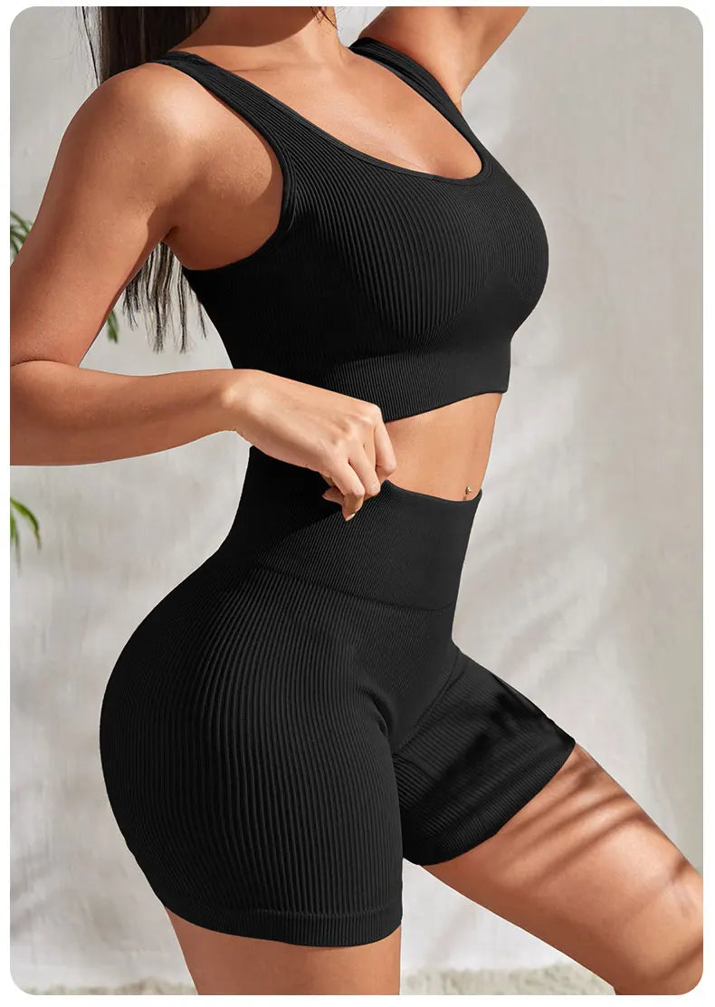 Conjunto de roupa fitness feminina sem costura