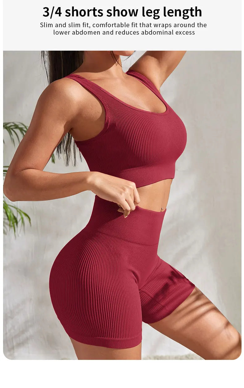 Conjunto de roupa fitness feminina sem costura