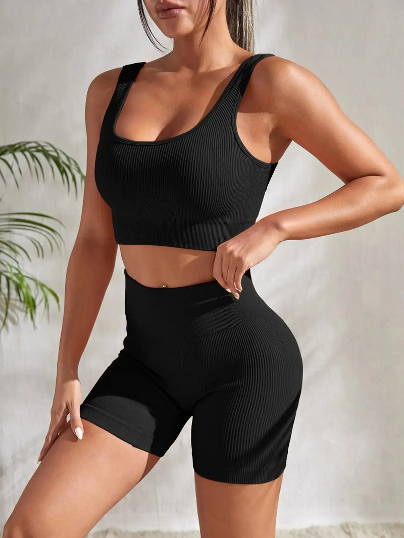 Conjunto de roupa fitness feminina sem costura