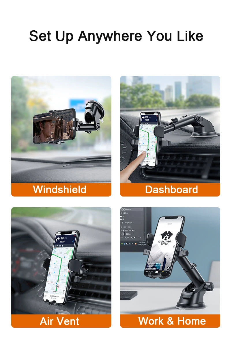 Suporte universal para telefone de carro com ventosa 360°